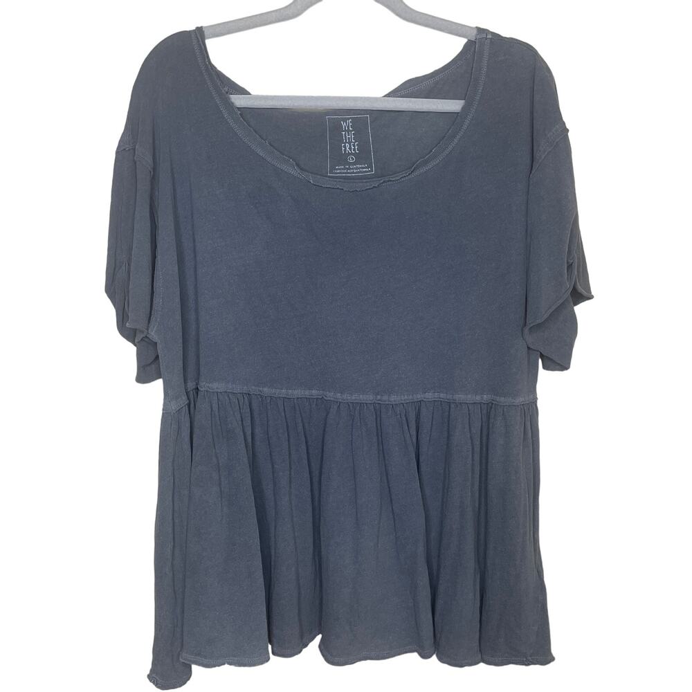 We The Free Odyseey Black Peplum Tee Size L